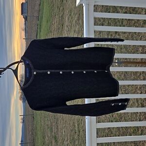 Karen Scott Black Wool Cardigan Size PS